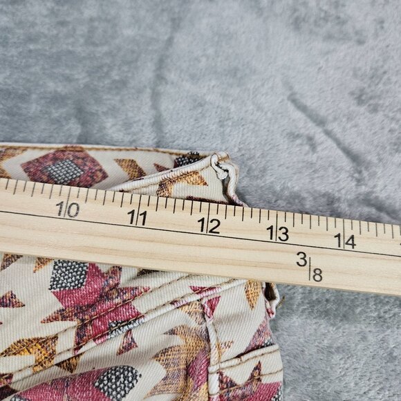 We the Free People Jeans Womens 25 Wild Child Aztec Print Skinny Boho Raw Hems - Picture 12 of 14